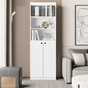 Ver imagem 1 de Estante Livreiro com 5 Prateleiras e 2 Portas Gold Luxo - Dullar Móveis:branco