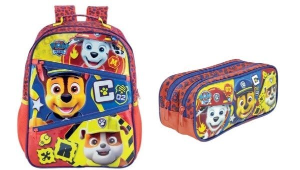 Kit Mochila + Estojo Infantil Patrulha Canina xeryus - Amarelo - 1
