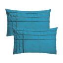 Ver imagem 1 de Kit 2 Capas para Almofada Drapeada Line T Retangular em Veludo Várias Cores Cor:azul Turquesa