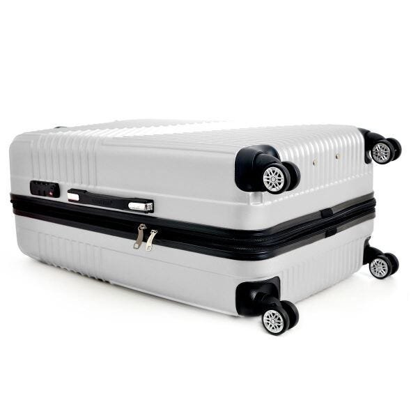 Kit Conjunto Mala Bordo e Grande 7003 Santino Viagem Expansor 360 Tsa - Branco - 3
