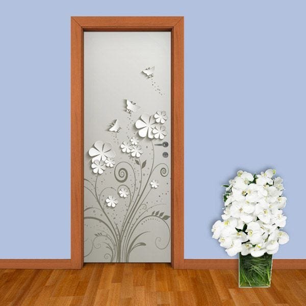 ADESIVO DE PORTA - FLORES 3D 1 - 73x213