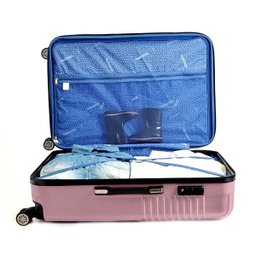Kit Conjunto Mala Bordo e Grande 7003 Santino Viagem Expansor 360 Tsa - Rosa - 5