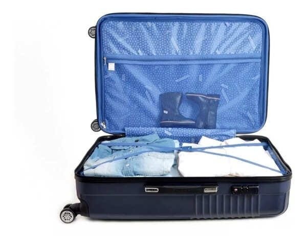 Kit Conjunto Mala Bordo e Grande 7003 Santino Viagem Expansor 360 Tsa - Azul - 2