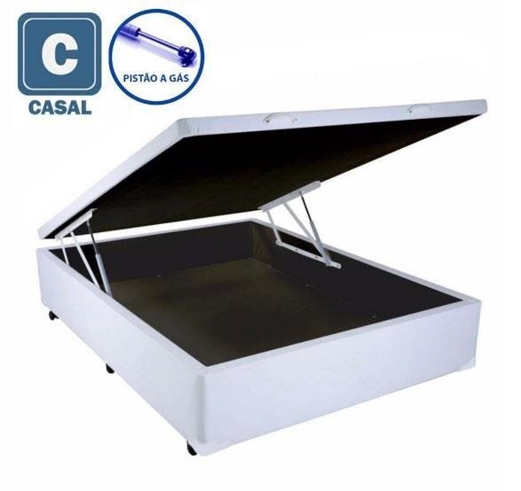 Cama Box com Baú Casal Branco + Colchão de Molas Ensacadas - Anjos - Classic 22x188x138cm - 3