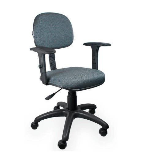 Cadeira de Escritório Secretária Giratória com Braços Regulável Gatilho Tecido - Qualiflex - 1