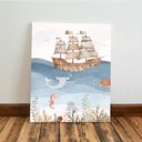 Ver imagem 4 de Kit 3 Quadro Decorativo Mar Infantil Quarto Criança Navio Qualidade Premium 40x28cm