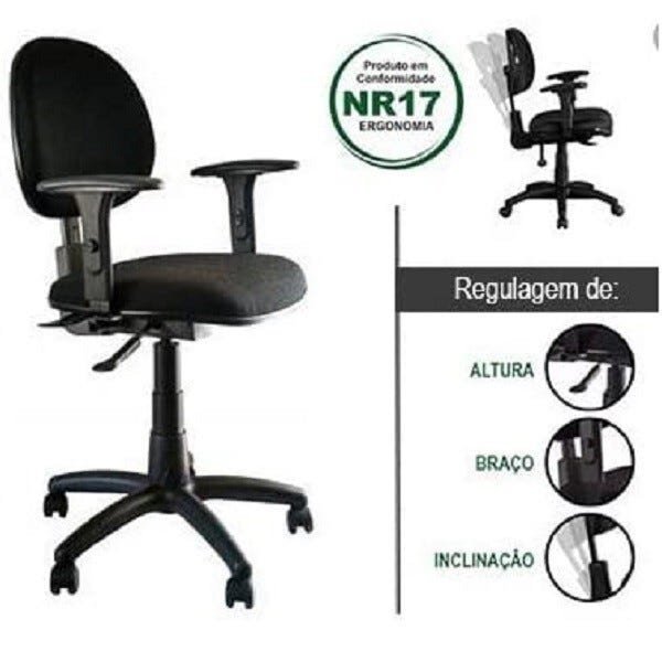 Cadeira de Escritório Executiva Ergonômica com Braços N17 Abnt - Qualiflex - 2