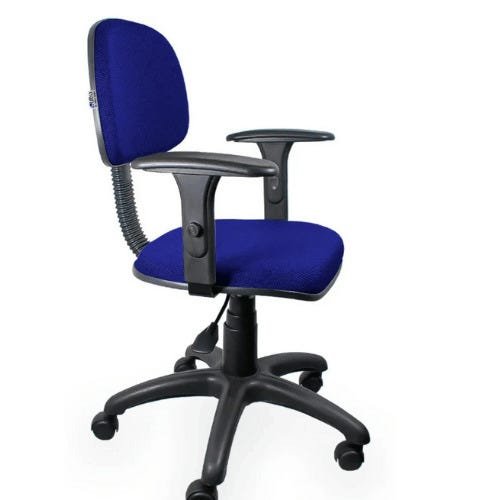 Cadeira de Escritório Secretária Giratória com Braços Regulável Gatilho Tecido - Qualiflex - 2