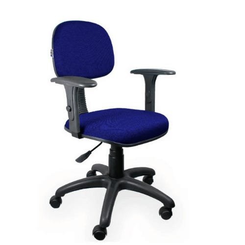 Cadeira de Escritório Secretária Giratória com Braços Regulável Gatilho Tecido - Qualiflex - 3