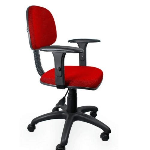 Cadeira de Escritório Secretária Giratória com Braços Regulável Gatilho Tecido - Qualiflex - 2