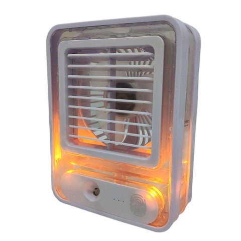 Ventilador Umidificador Agua de Mesa Touch Led Usb Portatil 3 Velocidades Estudos Trabalho
