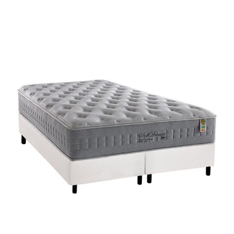 Cama Box King: Colchão Molas MasterPocket Ensacadas Anjos Soft Dream + Base CRC Courano Branco(