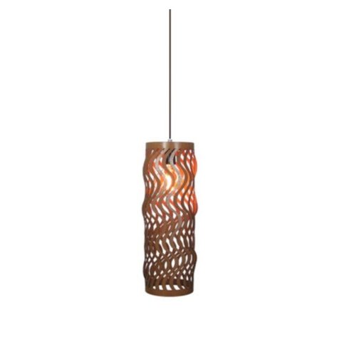 Luminária Pendente em Madeira Imbuia 44cm Para Mesa Balcão Bancada Área Gourmet Cabeceira de