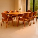 Ver imagem 1 de Kit 8 Cadeiras de Jantar Noah Estofada com Braço Madeira Maciça Corino Caramelo - Arkell