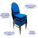 Ver imagem 3 de Conjunto 4 Cadeiras para Evento Empilhável com Reforço e Puxador Encosto Redondo Estofado Cor Azul P