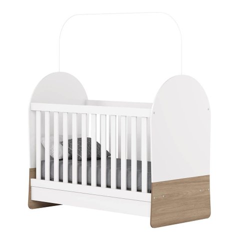 Berço Americano Quarto Infantil Mini Cama 3 em 1 Rainbow Branco/Jequitibá H02 - D'Rossi