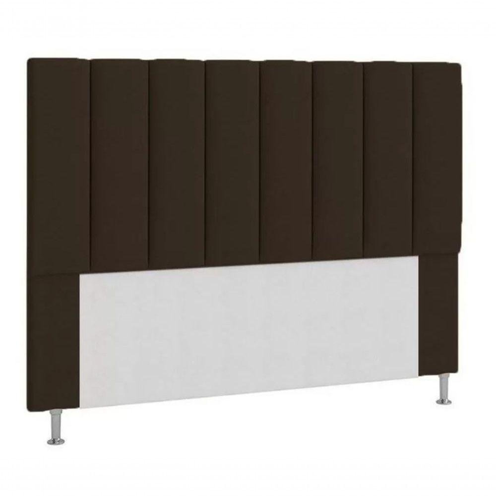 Cabeceira Estofada Cama Box Casal 140 Cm Marrom - 1