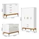 Ver imagem 3 de Quarto de Bebê Completo 3 Peças com Berço Minicama 2 em 1, Cômoda e Guarda Roupa 4 Portas em MDF Flip Branco Fosco