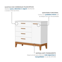 Ver imagem 5 de Quarto de Bebê Completo 3 Peças com Berço Minicama 2 em 1, Cômoda e Guarda Roupa 4 Portas em MDF Flip Branco Fosco