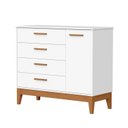 Ver mais imagens de Quarto de Bebê Completo 3 Peças com Berço Minicama 2 em 1, Cômoda e Guarda Roupa 4 Portas em MDF Flip Branco Fosco