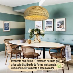 Pendente em Fibra Natural Bambu Grande 60 Cm Mesa Boho Nat54 - 2