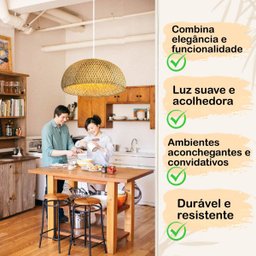 Pendente em Fibra Natural Bambu Grande 60 Cm Mesa Boho Nat54 - 4