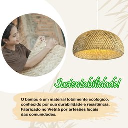 Pendente em Fibra Natural Bambu Grande 60 Cm Mesa Boho Nat54 - 7