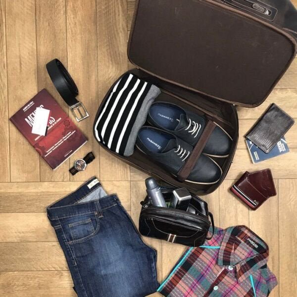 Bolsa De Viagem De Mão em Couro Cor Marrom HP057 | HAMISH - 7