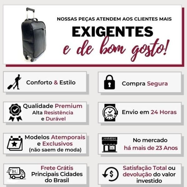 Mala Viagem A Bordo de Couro Preta com Rodas Hp308 - 11