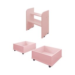 Cama Infantil com 2 Baus Organizador e Escada Luna Plus Rosa - 4