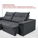 Ver imagem 5 de Sofá Dallas Reclinável e Retrátil Dallas 3 Lugares Veludo Aconchegante Império Chumbo 163