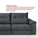 Ver imagem 4 de Sofá Dallas Reclinável e Retrátil Dallas 3 Lugares Veludo Aconchegante Império Chumbo 163