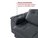 Ver imagem 2 de Sofá Dallas Reclinável e Retrátil Dallas 3 Lugares Veludo Aconchegante Império Chumbo 163