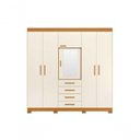 Ver imagem 4 de Guarda Roupa Casal Virtus 6 Portas de Bater 4 Gavetas MDP Cinamomo Off White com Espelho 220cm