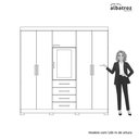 Ver imagem 5 de Guarda Roupa Casal Virtus 6 Portas de Bater 4 Gavetas MDP Cinamomo Off White com Espelho 220cm