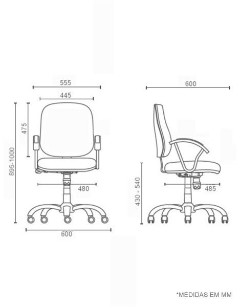 Cadeira de Escritório Diretor Tescaro Reforçada Gomada Braços Regulaveis - Sintético Preto - 5