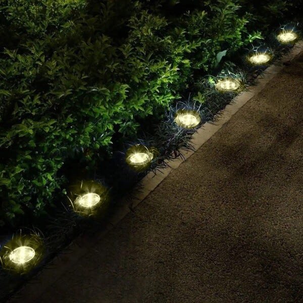 Luminárias Solar 8 LEDs Branco Quente 4 Unidades Jardim Escada Corredor Gramado - 2
