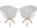 Ver imagem 1 de Kit 2 Poltronas Decorativa Pétala Base Giratória Madeira Couro Branco Mz Decor