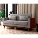 Ver imagem 2 de Sofá Cama Pala 203cm Reclinável Courino Marrom | Linho Cinza Claro - Sallar Home