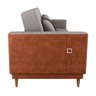 Sofá Cama Pala 203cm Reclinável Courino Marrom | Linho Cinza Claro - Sallar Home - 4