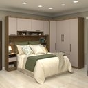 Ver imagem 1 de Quarto Modulado Queen Canto Diagonal Guarda-roupas Maleiro e Cabeceira Paris Master Luciane Móveis