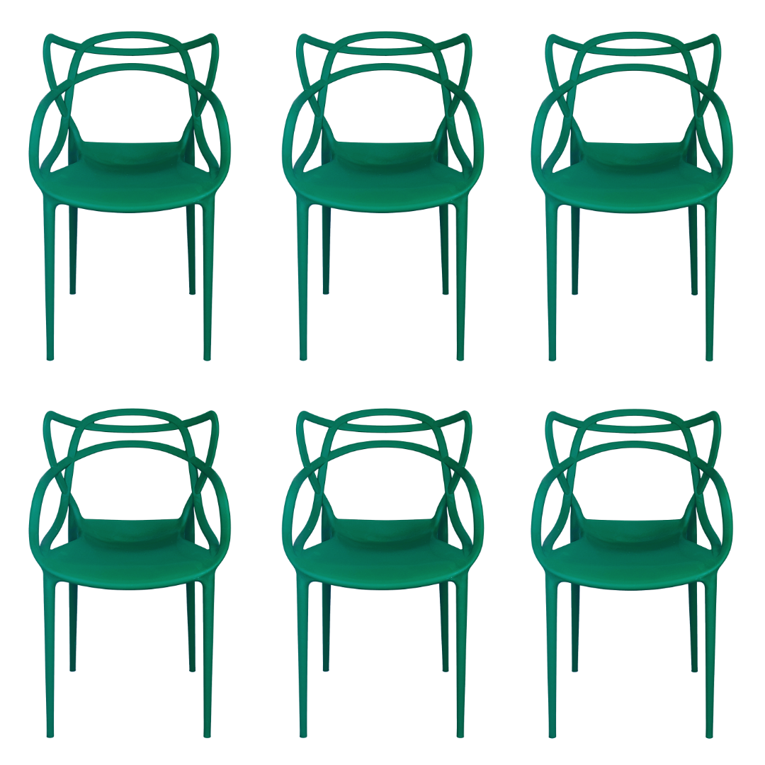 Cadeira Allegra Verde Escuro - Kit com 6