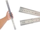 Ver imagem 3 de Kit Com 2 Réguas Metal Leve De Aço Inoxidável Tamanho 30 e 40 cm Marcação Baixo Relevo Escolar Escri