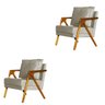 Kit 2 Poltronas Decorativa Mona Madeira Maciça Suede Bege - 1