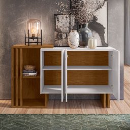Aparador Buffet para Sala de Jantar 1,31M com 3 Portas Berlim Ype Off White New Ceval - 2