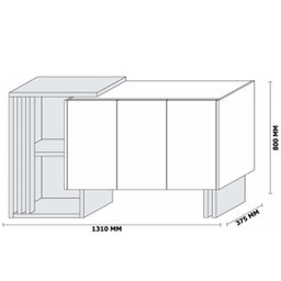 Aparador Buffet para Sala de Jantar 1,31M com 3 Portas Berlim Ype Off White New Ceval - 5