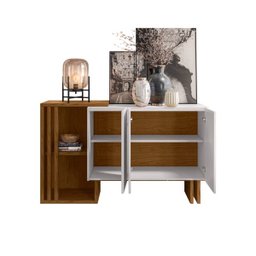 Aparador Buffet para Sala de Jantar 1,31M com 3 Portas Berlim Ype Off White New Ceval - 3