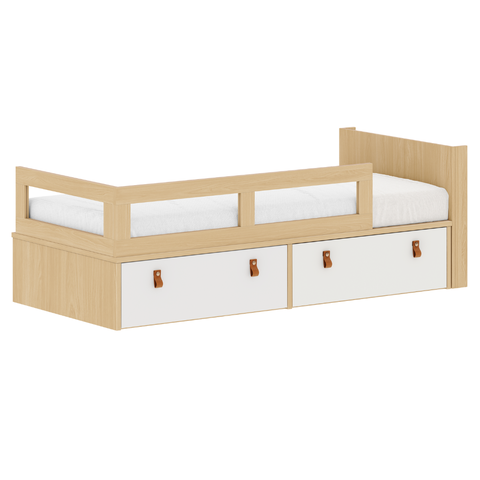 Cama Infantil com Gavetões Cabeceira Porta Livros e Grades de Proteção Linha Join Quater