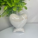 Ver imagem 4 de Enfeite Decor Sala Quarto Coração Cerâmica Branco Pérola