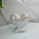 Ver imagem 3 de Enfeite Decor Sala Quarto Coração Cerâmica Branco Pérola